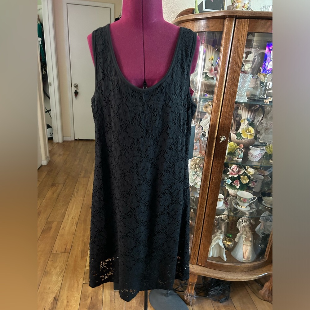 Black Embellished Ruffled A-Line Dress